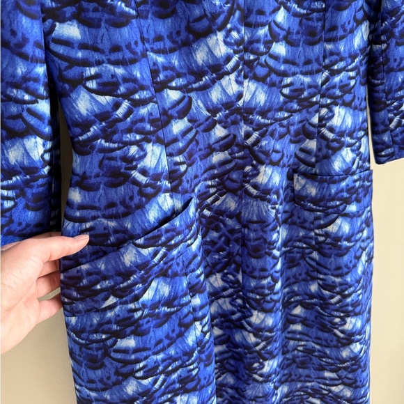 Oscar de la Renta Feathered Silk A-Line Dress - Royal Blue - Size 6 - Picture 10 of 14
